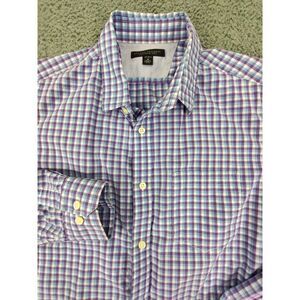 Banana Republic Shirt Men's M 15-15.5" Long Sleeve Button Up Purple‎ Checker